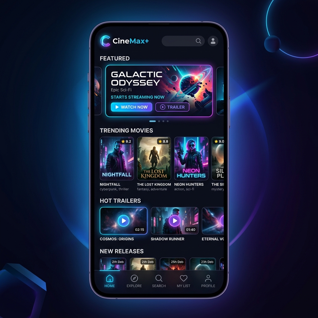 CineMax+ App Mockup